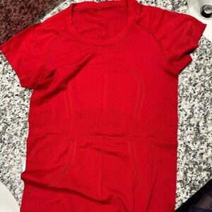 RED lululemon swifty tech full length short sleeve
